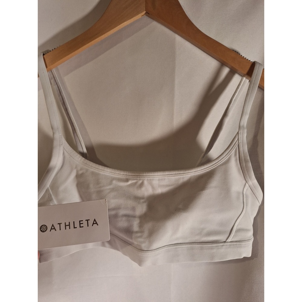 Athleta Womens Square Neck Bra White Small NWT A-C Cup Sports Bra 555975